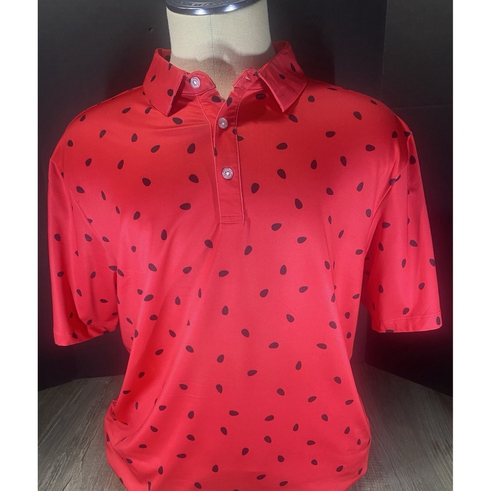 Yatta Golf Men's Summer Watermelon Polo Shirt L NWT Wrinkle Resistant UPF 40